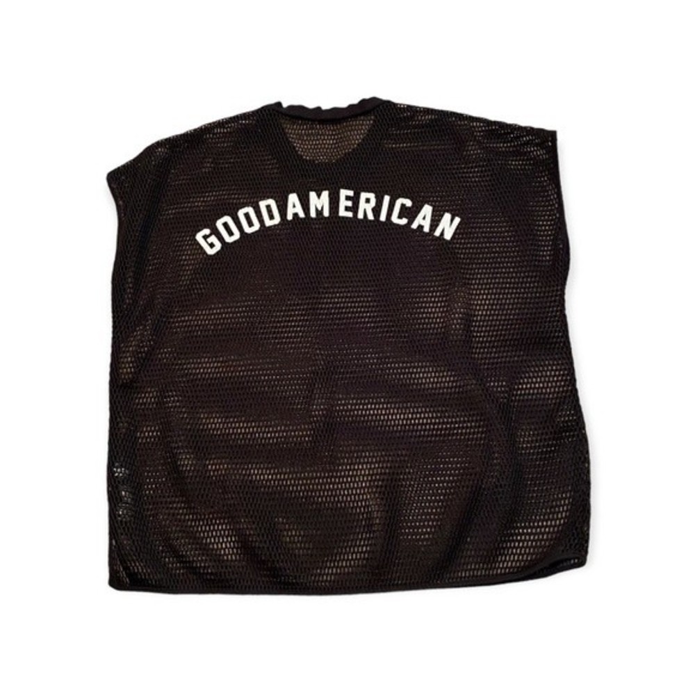 Good American Black Mesh Logo Shirt